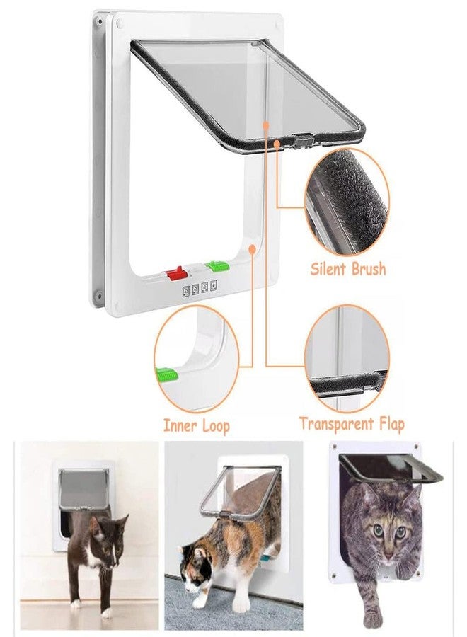 Iktu® Large Cat Door (Outer Size 23.5x25x5cm), Weatherproof White, ABS Material 4-Way Locking Flap for Small Cats & Dogs - Image 4